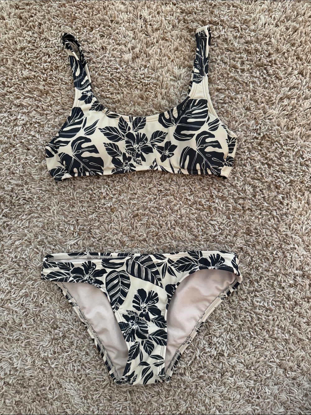 Xhilaration Black and Cream Floral Bikini